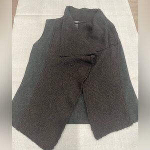 [ML/12]Olsen Wool Blend Mix Texture Open Vest Wide Neck